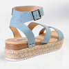 Madison Cassie Double Strap Espadrille Sandals - Denim Blue-Madison Heart of New York-Buy shoes online