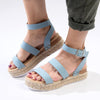 Madison Cassie Double Strap Espadrille Sandals - Denim Blue-Madison Heart of New York-Buy shoes online