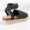 Madison Catherine Ankle Tie Espadrille Wedge Sandals - Black-Madison Heart of New York-Buy shoes online