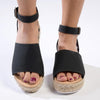 Madison Catherine Ankle Tie Espadrille Wedge Sandals - Black-Madison Heart of New York-Buy shoes online