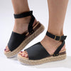 Madison Catherine Ankle Tie Espadrille Wedge Sandals - Black-Madison Heart of New York-Buy shoes online