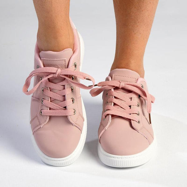 Madison Lace-Up Checkered Fashion Sneaker - Pink/White-Madison Heart of New York-Buy shoes online