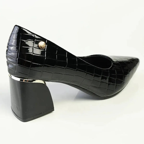 Madison Croc Print Court - Black