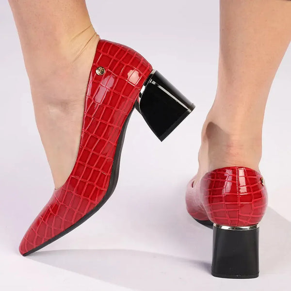 Madison Croc Print Court - Red