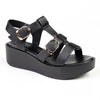 Madison Double Buckle Wedge Gladiator - Black