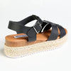 Madison Double Strap T-Bar Espadrille Sandal - Black