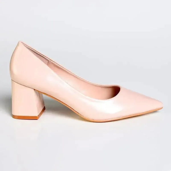 Madison Ginger Block Heel Court - Nude