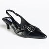 Madison Giselle Twin Buckle Slingback - Black