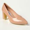 Madison Gold Low Block Heel Court - Nude / Gold-Madison Heart of New York-Buy shoes online