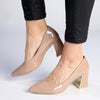 Madison Gold Low Block Heel Court - Nude / Gold-Madison Heart of New York-Buy shoes online