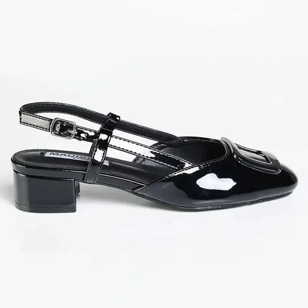 Madison Gracie Slingback with Lower Block Heel - Black