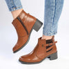 Madison Gusset Fawn Strappy Ankle Boot - Tan