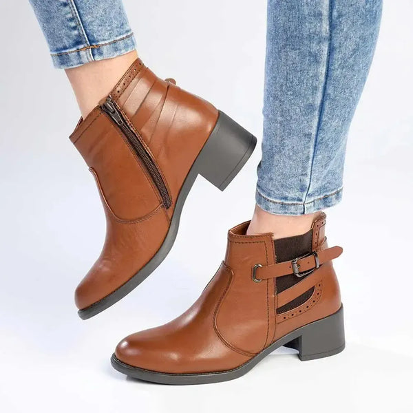 Madison Gusset Fawn Strappy Ankle Boot - Tan