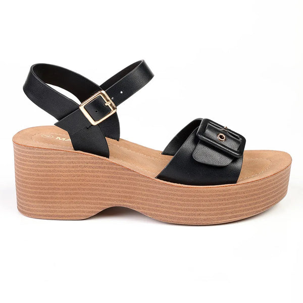 Madison Heart of New York Stacked Platform Sandals - Black