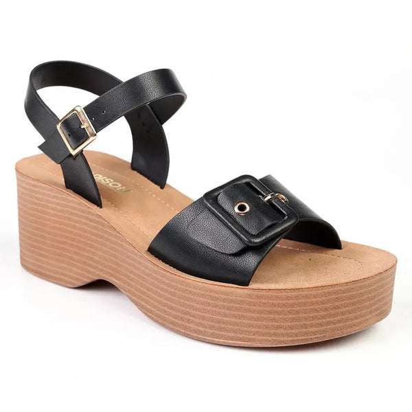 Madison Heart of New York Stacked Platform Sandals - Black