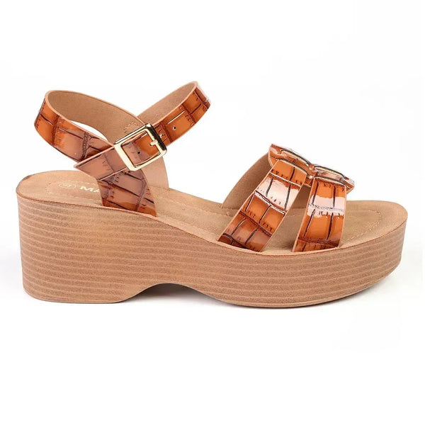 Madison Heart of New York Stacked Platform Sandals - Tan
