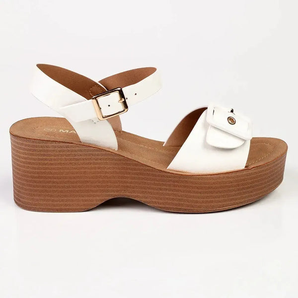 Madison Heart of New York Stacked Platform Sandals - White