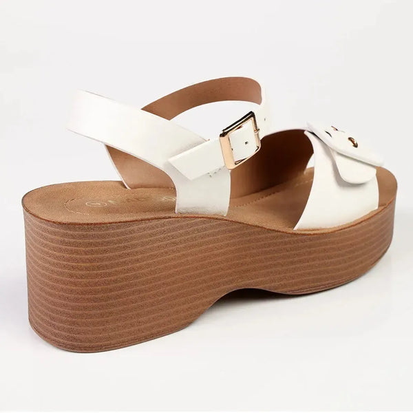 Madison Heart of New York Stacked Platform Sandals - White