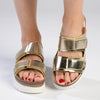 Madison JO Double Velcro Strap Sandals - Champagne-Madison Heart of New York-Buy shoes online