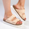 Madison JO Double Velcro Strap Sandals - Nude-Madison Heart of New York-Buy shoes online