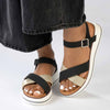 Madison Jacklynn Crossover Footbed Sandal - Black/Gold-Madison Heart of New York-Buy shoes online