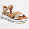 Madison Jacklynn Crossover Footbed Sandal - Camel/Gold-Madison Heart of New York-Buy shoes online