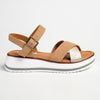 Madison Jacklynn Crossover Footbed Sandal - Camel/Gold-Madison Heart of New York-Buy shoes online