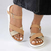 Madison Jacklynn Crossover Footbed Sandal - Camel/Gold-Madison Heart of New York-Buy shoes online