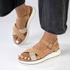 Madison Jacklynn Crossover Footbed Sandal - Camel/Gold-Madison Heart of New York-Buy shoes online