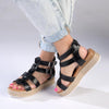 Madison Jade High Gladiator Wedge - Black-Madison Heart of New York-Buy shoes online