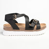 Madison Jafit Cross Over Footbed Sandal - Black-Madison Heart of New York-Buy shoes online