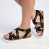 Madison Jafit Cross Over Footbed Sandal - Black-Madison Heart of New York-Buy shoes online