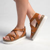 Madison Jafit Cross Over Footbed Sandal - Tan-Madison Heart of New York-Buy shoes online