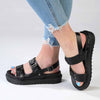 Madison Jagger Double Strap Footbed Sandal - Black-Madison Heart of New York-Buy shoes online