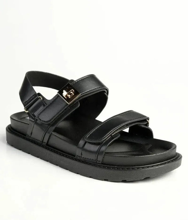 Madison Jamie Double Strap Footbed Sandal - Black