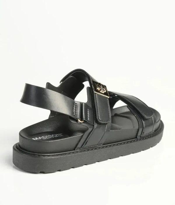 Madison Jamie Double Strap Footbed Sandal - Black