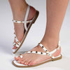 Madison Jay Studded Flat Sandal - White-Madison Heart of New York-Buy shoes online