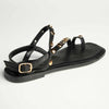 Madison Jay - Studded Strappy Flat Sandal - Black-Madison Heart of New York-Buy shoes online