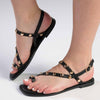 Madison Jay - Studded Strappy Flat Sandal - Black-Madison Heart of New York-Buy shoes online