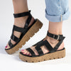 Madison Jeanmarie H Bar Cork Wedge - Black-Madison Heart of New York-Buy shoes online