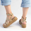 Madison Jeanmarie H Bar Cork Wedge - Taupe-Madison Heart of New York-Buy shoes online