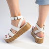 Madison Jeanmarie H Bar Cork Wedge - White-Madison Heart of New York-Buy shoes online