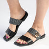 Madison Jen Double Strap Sandal - Black Multi-Madison Heart of New York-Buy shoes online