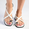 Madison Jenna Toe Ring Flat Sandal - White-Madison Heart of New York-Buy shoes online