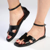 Madison Jenny H Bar Flat Sandal - Black-Madison Heart of New York-Buy shoes online