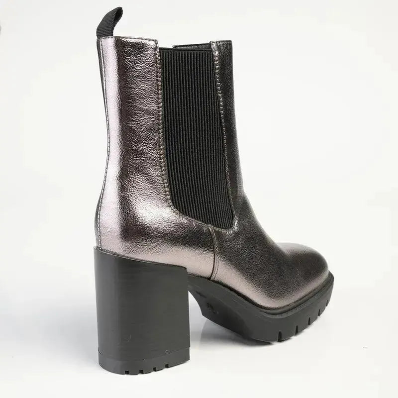 Madison Jones Chelsea Block Heel Boot - Pewter | Shoe Box Online Store