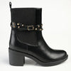 Madison Jonhsy Block Heel Gusset Boot With Stud - Black