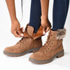 Madison Jordan Fur Collar Lace Up Boot - Brown