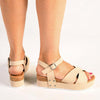 Madison Kali Cross Strap Sandal - Beige-Madison Heart of New York-Buy shoes online