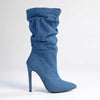 Madison Kessa Rouched Stiletto Boot - Blue-Madison Heart of New York-Buy shoes online